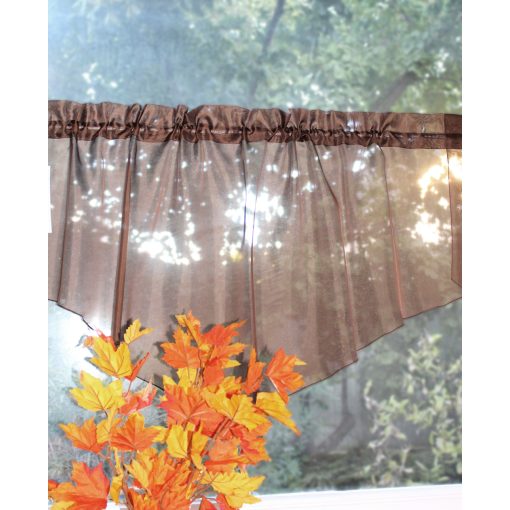 Barna voile, 135 cm széles x 67 cm magas cakkos vitrázsfüggöny