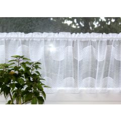   Hullám mintás fehér vitrázsfüggöny, 150 cm széles x 40 cm magas.