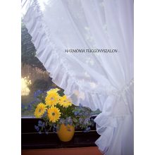 Két ágú, kikötős fehér voile függöny fodor díszítéssel, 400 cm széles x 180 cm magasságban.