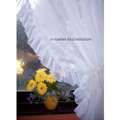   Két ágú, kikötős fehér voile függöny fodor díszítéssel, 400 cm széles x 180 cm magasságban.