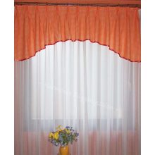  Narancs - fehér színű kockás  drapéria íves vonalú 140 - 150cm karnisra 029 