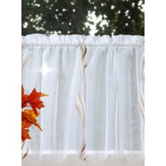   Caffe latte színű nyírt mintás vitrázsfüggöny,  160 cm széles  x 53 cm magas