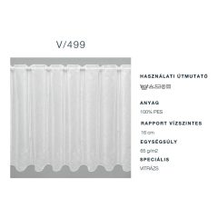   Hímzett batiszt vitrázsfüggöny 90 cm magas fehér vagy ecrü színben  V 499