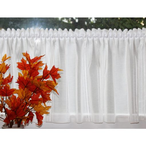 Ecrü függőlegesen beszőtt mintás vitrázsfüggöny, 220 cm széles x 54 cm magas.