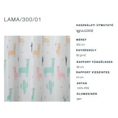 Láma mintázatú fényáteresztő függöny 300cm magas.