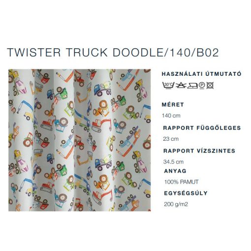 Twister Truck gyerek szobai dekor anyag  140 cm szélességben. B02