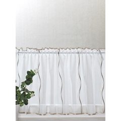   Ecrü voile vitrázsfüggöny barna színű hullám mintás 55cm és 150cm széles