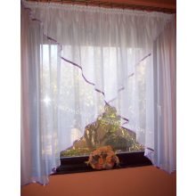 Átfedős fehér voile függöny 380cm széles, 170 cm magas. 