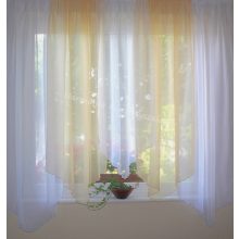 Homok - fehér színű 5 cakkos kész voile függöny.  180 cm magas 420 cm széles